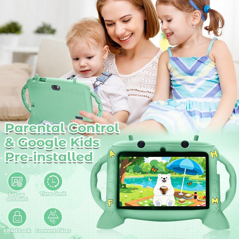 MengDash Kids Tablet 7 inch Android 11 for Toddler, 3GB RAM 32GB ROM Parental Control Dual Camera with Case for Educational (Mint Green) - Image 3